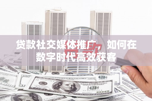 南平贷款社交媒体推广，如何在数字时代高效获客