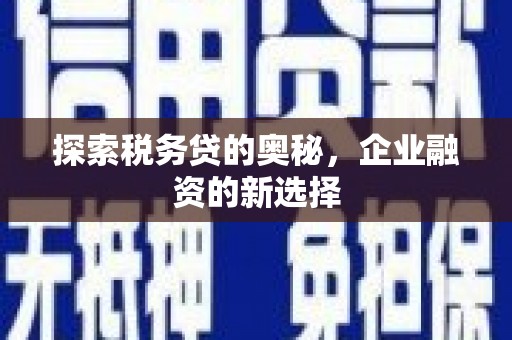 南平探索税务贷的奥秘，企业融资的新选择