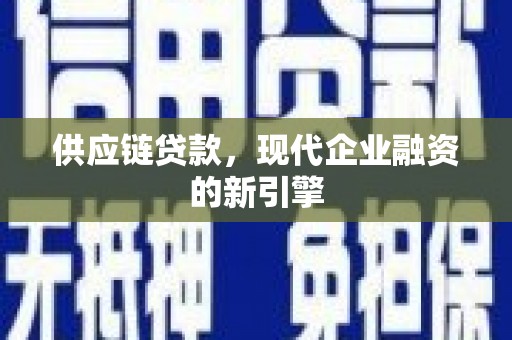 南平供应链贷款，现代企业融资的新引擎