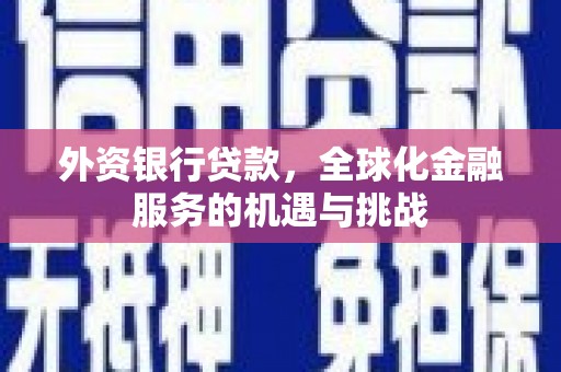 南平外资银行贷款，全球化金融服务的机遇与挑战