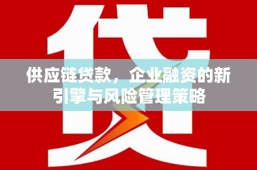 南平供应链贷款，企业融资的新引擎与风险管理策略