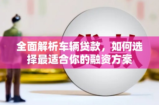 南平全面解析车辆贷款，如何选择最适合你的融资方案