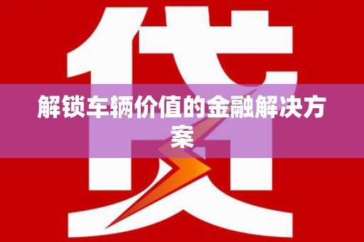 南平解锁车辆价值的金融解决方案